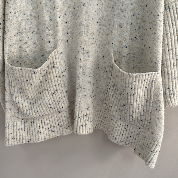 *Gently Worn* LOFT Blue and Gold Speckled Pocket Poncho Sweater - Size M - Picture 3 of 6